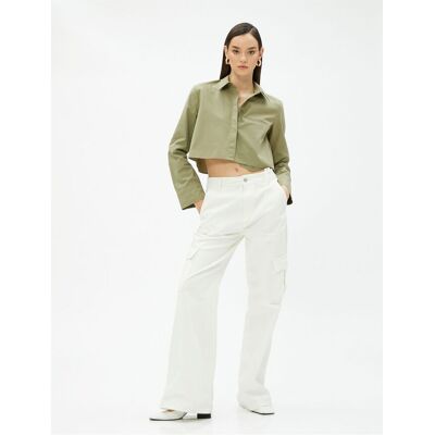 Koton Dlhý Rukáv Vreckový Detailný Crop Top Kaki 44 Koton Dlhý Rukáv Vreckový Detailný Crop Top Kaki 44