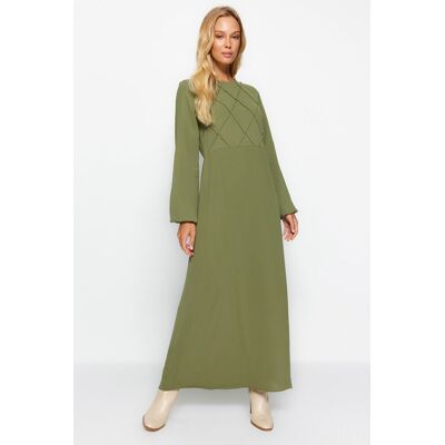 Trendyol Khaki Steh Detail Aerobínové Tkané Maxi Šaty Kaki 34 Trendyol Khaki Steh Detail Aerobínové Tkané Maxi Šaty Kaki 34