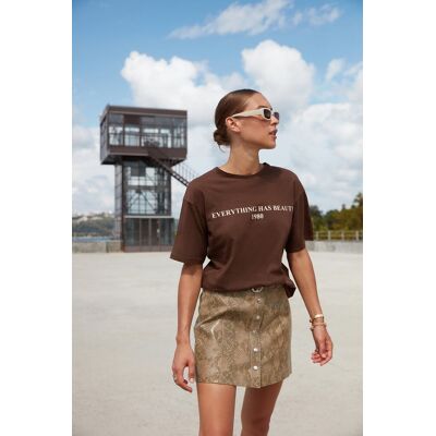 Dámske Tričko Trendyol Printed Hnedá Xs Dámske Tričko Trendyol Printed Hnedá Xs