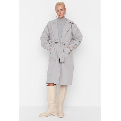 Dámsky Kabát Trendyol Oversized Šedá 32 St Dámsky Kabát Trendyol Oversized Šedá 32 St