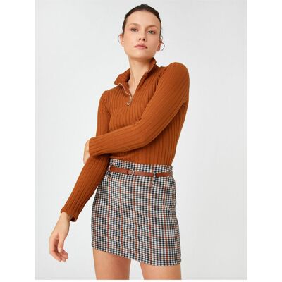 Podrobná Mini Sukňa S Úzkym Strihom Koton Belt Hnedá Xl Podrobná Mini Sukňa S Úzkym Strihom Koton Belt Hnedá Xl