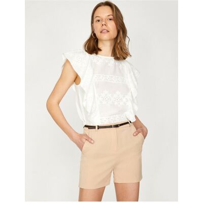 Koton Women'S Ecru Normal Waist Shorts With Pocket Detail Krémová 34 Koton Women'S Ecru Normal Waist Shorts With Pocket Detail Krémová 34