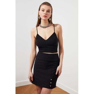 Dámsky Top Trendyol Bustier Čierna 34 Dámsky Top Trendyol Bustier Čierna 34