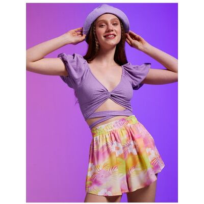 Koton Crop Tričko S Krížovým Detailom Fialová M Koton Crop Tričko S Krížovým Detailom Fialová M