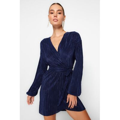 Trendyol Navy Modrý Pás/korčuliar Pletené Podšité Plisované Elegantné Večerné Šaty Čierna 34 Trendyol Navy Modrý Pás/korčuliar Pletené Podšité Plisované Elegantné Večerné Šaty Čierna 34