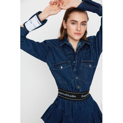 Dámske Šaty Trendyol Denim Modrá 32 Dámske Šaty Trendyol Denim Modrá 32