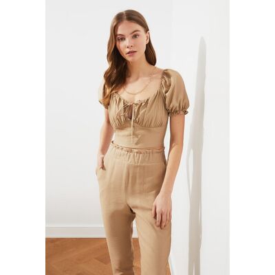 Minková Crop Blúzka Od Trendyol Hnedá 34 Minková Crop Blúzka Od Trendyol Hnedá 34
