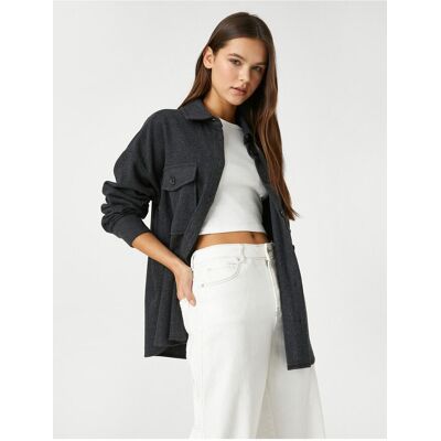 Koton Oversize Košeľa S Vreckami A Dlhým Rukávom Na Gombíky Šedá 34 Koton Oversize Košeľa S Vreckami A Dlhým Rukávom Na Gombíky Šedá 34