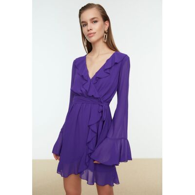 Dámske Šaty Trendyol Chiffon Fialová 34 Dámske Šaty Trendyol Chiffon Fialová 34