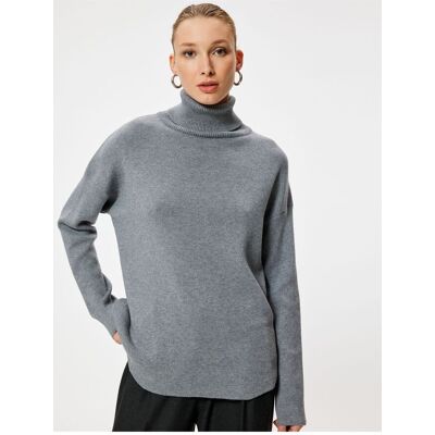 Koton Turtleneck Oversize Knitwear Sweater Long Sleeve Soft Textured Šedá Xs Koton Turtleneck Oversize Knitwear Sweater Long Sleeve Soft Textured Šedá Xs