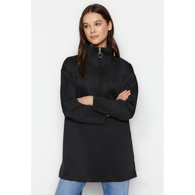 Trendyol Čierna Mikina S Detailom Na Zips Diver/scuba Plain Knit Čierna M Trendyol Čierna Mikina S Detailom Na Zips Diver/scuba Plain Knit Čierna M
