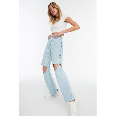 Dámske Džínsy Trendyol High Waist Šedá 34 Dámske Džínsy Trendyol High Waist Šedá 34