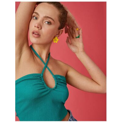Koton Crop Top S Oknom Tyrkysová S Koton Crop Top S Oknom Tyrkysová S