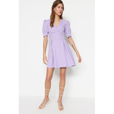 Trendyol Lilac A-Line Mini Plisované Tkané Šaty Fialová 36 Trendyol Lilac A-Line Mini Plisované Tkané Šaty Fialová 36