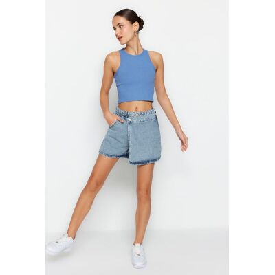 Dámske Kraťasy Trendyol Denim Šedá 34 Dámske Kraťasy Trendyol Denim Šedá 34