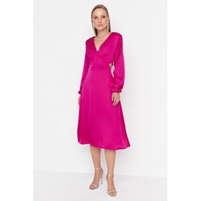 Trendyol Fuchsia Saténové Večerné Šaty S Výstrihom Do V Fuchsiová 36 Trendyol Fuchsia Saténové Večerné Šaty S Výstrihom Do V Fuchsiová 36