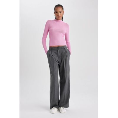 Defacto Wide Leg Double Pocket High Waist Darts Standard Length Trousers Šedá 44 Defacto Wide Leg Double Pocket High Waist Darts Standard Length Trousers Šedá 44