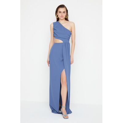 Trendyol X Sagaza Studio Indigo Jednoramenné Vystrihnuté Detailné Večerné Šaty Modrá 40 Trendyol X Sagaza Studio Indigo Jednoramenné Vystrihnuté Detailné Večerné Šaty Modrá 40