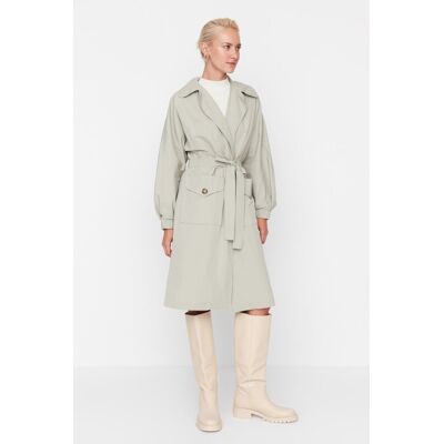 Dámsky Kabát Trendyol Oversized Šedá 36 Dámsky Kabát Trendyol Oversized Šedá 36