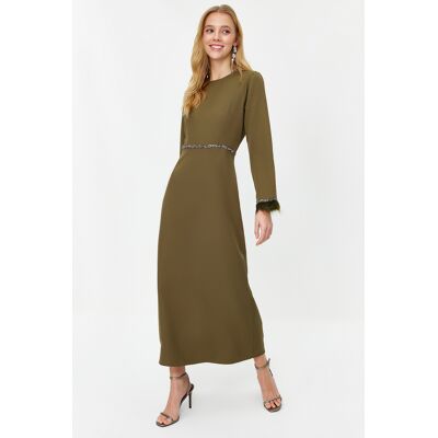 Trendyol Khaki Kamenné A Manžetové Detailné Večerné Šaty Kaki 42 Trendyol Khaki Kamenné A Manžetové Detailné Večerné Šaty Kaki 42