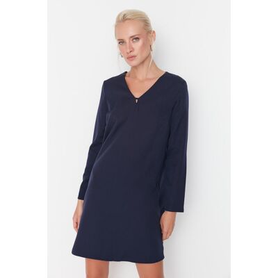 Trendyol Navy Blue V Tkané Šaty Modrá 36 Trendyol Navy Blue V Tkané Šaty Modrá 36