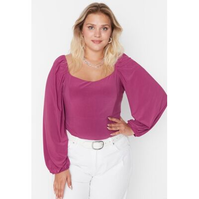 Trendyol Curve Plus Size Blúzka - Ružová - Klasický Strih Fuchsiová Xl Trendyol Curve Plus Size Blúzka - Ružová - Klasický Strih Fuchsiová Xl