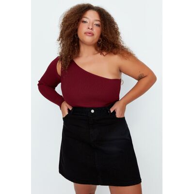 Trendyol Curve Červená S Jedným Rukávom A Detailným Výrezom Priliehavá Pletená Blúzka Tmavočervená 3xl Trendyol Curve Červená S Jedným Rukávom A Detailným Výrezom Priliehavá Pletená Blúzka Tmavočervená 3xl