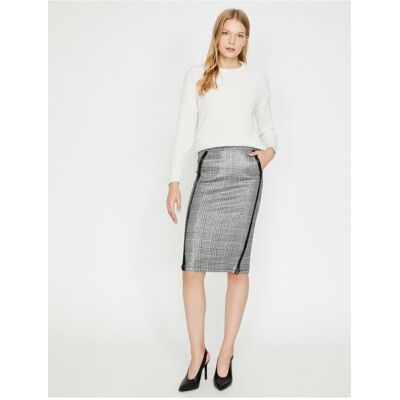Koton Women'S Checkered Pencil Skirt Šedá M Koton Women'S Checkered Pencil Skirt Šedá M