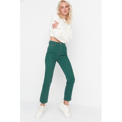 Dámske Nohavice Trendyol High Waist Zelená 34 Dámske Nohavice Trendyol High Waist Zelená 34