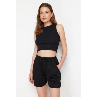 Trendyol Black Ribbed Tank Top And Shorts Flexible Knitted Tank Top Shorts Bottom-Top Set Čierna M Trendyol Black Ribbed Tank Top And Shorts Flexible Knitted Tank Top Shorts Bottom-Top Set Čierna M