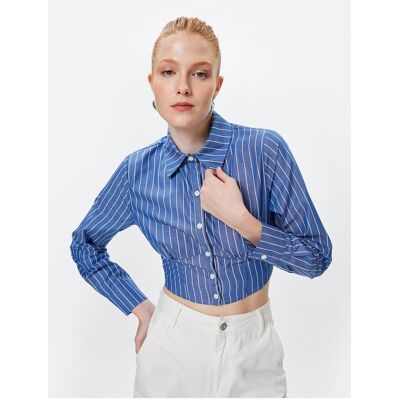 Koton Crop Shirt Long Sleeve Classic Collar Cotton Modrá 36 Koton Crop Shirt Long Sleeve Classic Collar Cotton Modrá 36