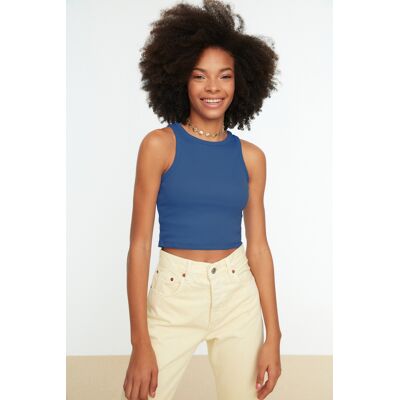 Dámsky Crop Top Trendyol Svetlomodrá Xl Dámsky Crop Top Trendyol Svetlomodrá Xl
