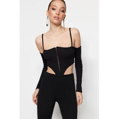 Čierny Pletený Crop Top Od Trendyol Šedá 36 Čierny Pletený Crop Top Od Trendyol Šedá 36