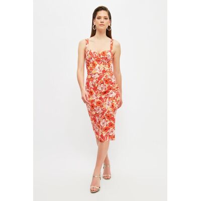 Dámske Šaty Trendyol Floral Patterned Červená 34 Dámske Šaty Trendyol Floral Patterned Červená 34