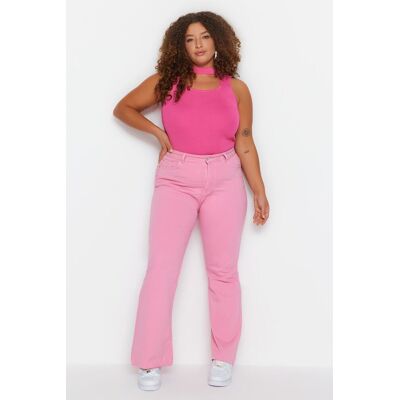 Trendyol Curve Pink Cutaway Španielske Džínsové Džínsy Ružová 50 Trendyol Curve Pink Cutaway Španielske Džínsové Džínsy Ružová 50