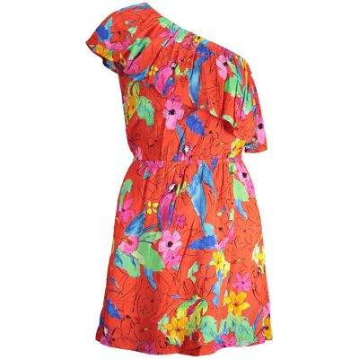 DESIGUAL Krátke Červené Šaty S Kvetinovým Vzorom Modrá M DESIGUAL Krátke Červené Šaty S Kvetinovým Vzorom Modrá M