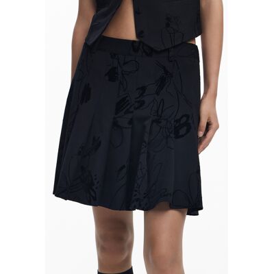 DESIGUAL Čierna Vzorovaná Sukňa Xs DESIGUAL Čierna Vzorovaná Sukňa Xs