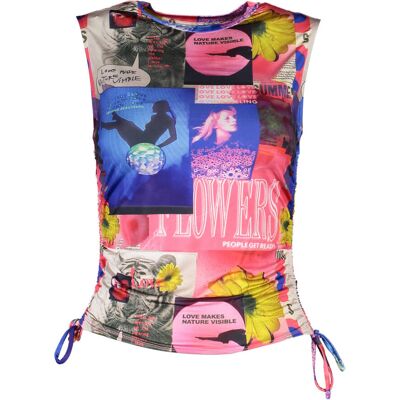 Dámske Modré Tielko Desigual Modrá Xl Dámske Modré Tielko Desigual Modrá Xl
