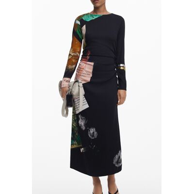 Dlhé Čierne Šaty Desigual Čierna Xs Dlhé Čierne Šaty Desigual Čierna Xs