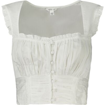 Biely Dámsky Top Guess Jeans Biela Xs Biely Dámsky Top Guess Jeans Biela Xs