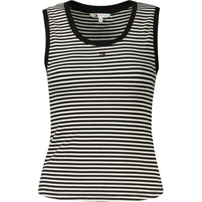 Dámske Pruhované Tielko Tommy Hilfiger Čierna L Dámske Pruhované Tielko Tommy Hilfiger Čierna L