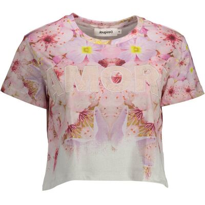 Dámske Ružové Crop Tričko Desigual Biela Xl Dámske Ružové Crop Tričko Desigual Biela Xl