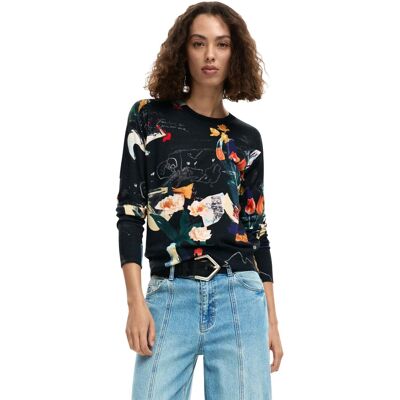 Desigual Vzorovaný Sveter Čierna Xs Desigual Vzorovaný Sveter Čierna Xs