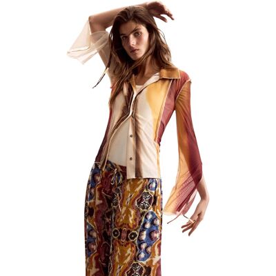 Desigual Farebná Blúzka Modrá Xs Desigual Farebná Blúzka Modrá Xs
