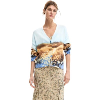 Desigual Dámsky Cardigan S Potlačou Modrá Xl Desigual Dámsky Cardigan S Potlačou Modrá Xl