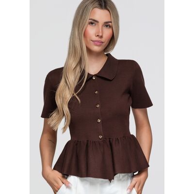 Ombre Dámska Blúzka S Volánovým Peplum Biela S Ombre Dámska Blúzka S Volánovým Peplum Biela S