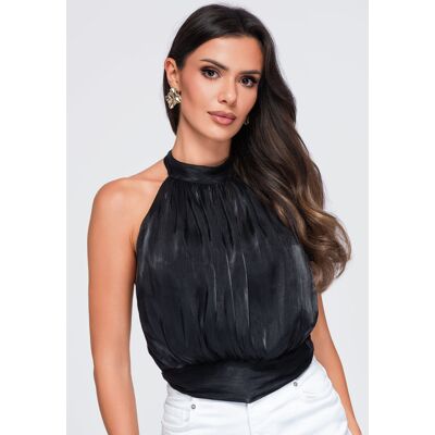 Ombre Elegantná Dámska Blúzka S Holým Chrbtom Čierna S Ombre Elegantná Dámska Blúzka S Holým Chrbtom Čierna S