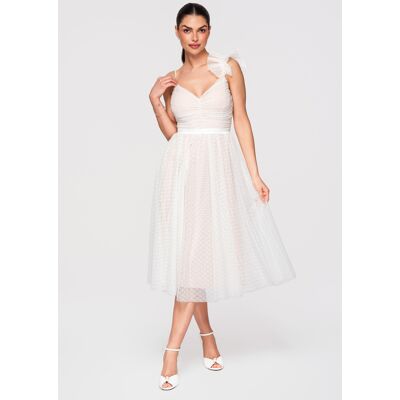 Edoti Elegantné Koktejlové Midi Šaty Biela M Edoti Elegantné Koktejlové Midi Šaty Biela M