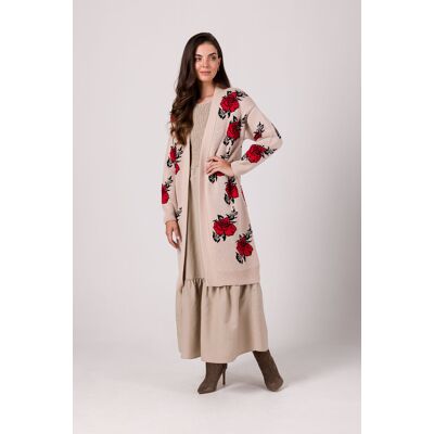 Bewear Woman'S Knit Cardigan Bk102 Beige Krémová One Size Bewear Woman'S Knit Cardigan Bk102 Beige Krémová One Size