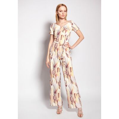 Dámsky Overal Lanti Lanti_jumpsuit_kb117_beige Biela 42 Dámsky Overal Lanti Lanti_jumpsuit_kb117_beige Biela 42